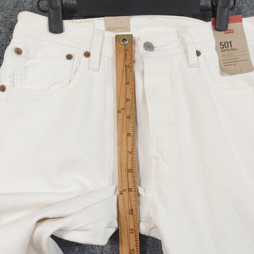 Levis 501 Original Jeans Mens 30x34 White 100% Cotton Button Fly Straight Denim